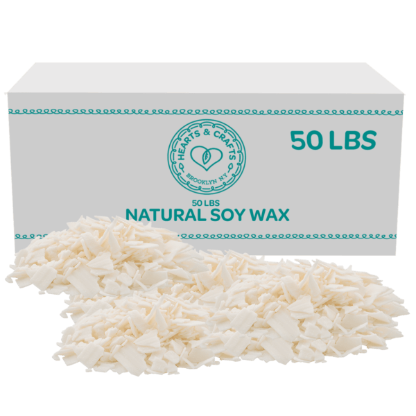 Hearts & Crafts Natural Soy Wax for Candle Making - 50lbs Natural Soy Wax -  2 Metal Centering Devices, 50lbs Soy Wax Flakes - Candle Wax & Candle