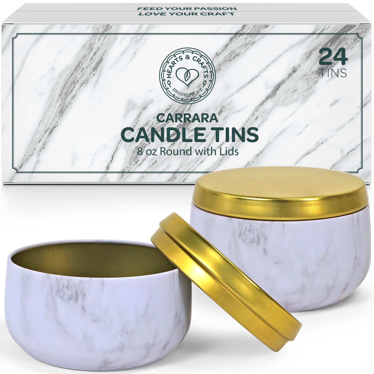 Candle Tin Cans 24 Pieces,Candle Containers Candle Jars with Lids, 8 oz,  for Candles Making, Arts & Crafts, Storage, and Gifts, Golden